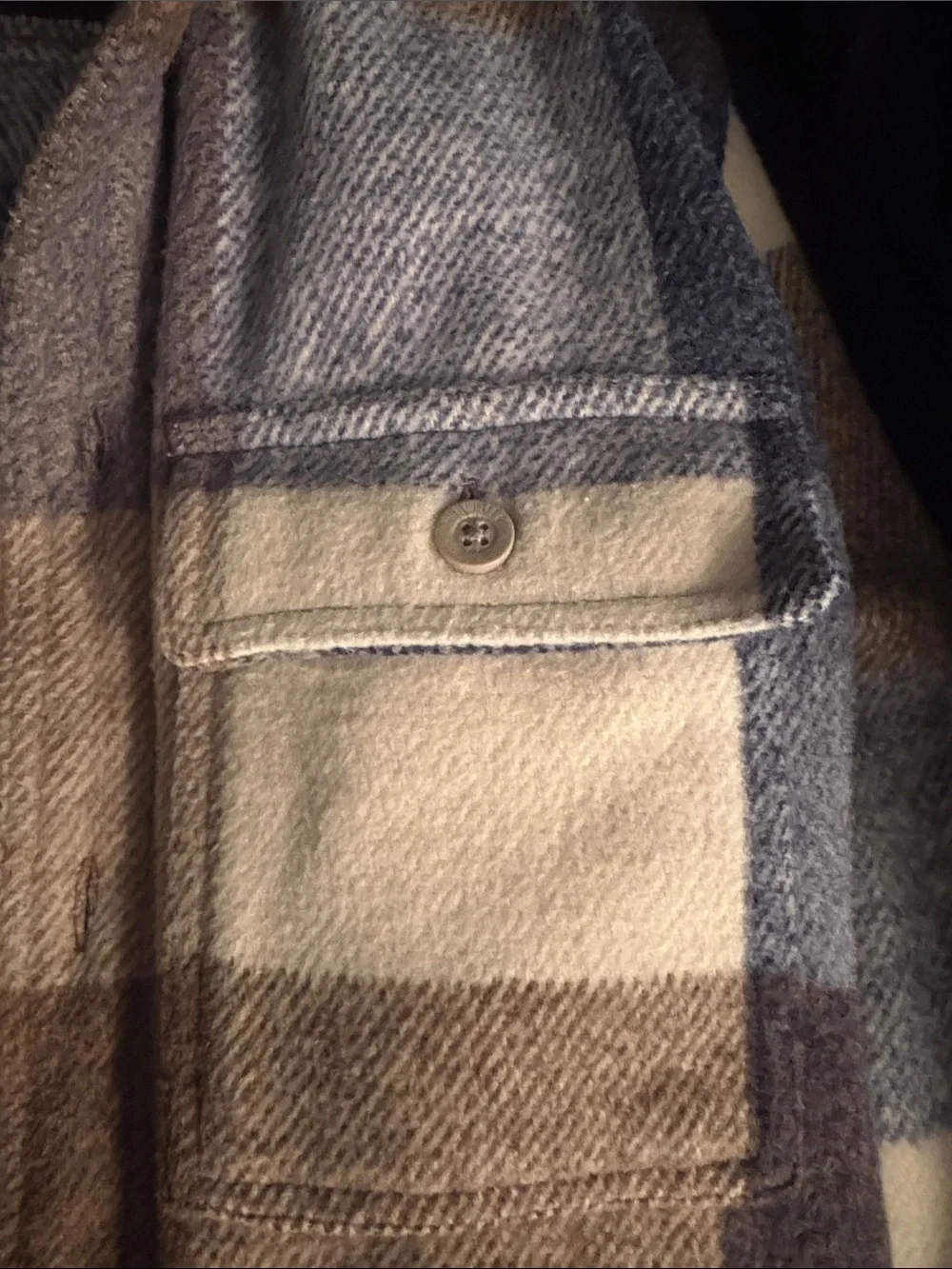 Hollister Men's Plaid Shacket in Beige, Brown & Blue
